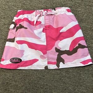 Girls Pink Camouflage Print Mini Skirt